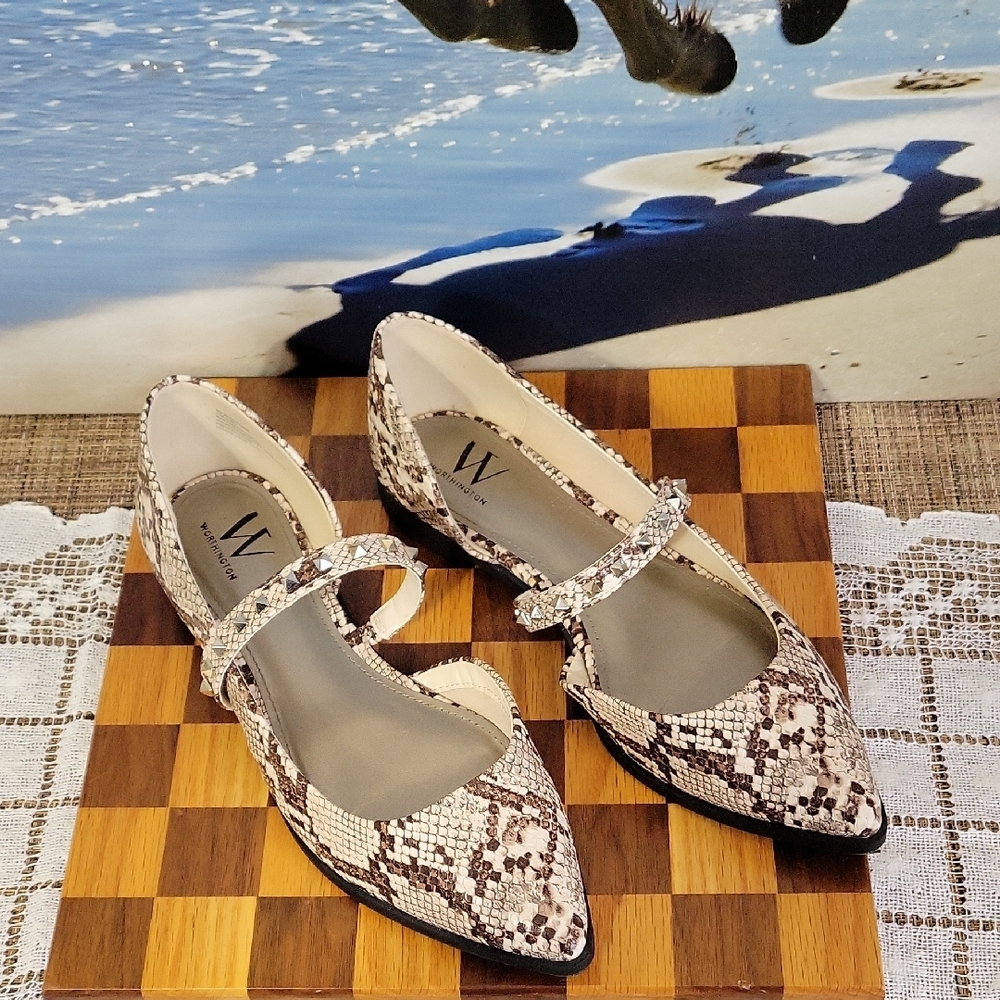 Women's Snakeskin Pattern Mary Jane Flats